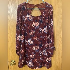 Maroon Floral Dress